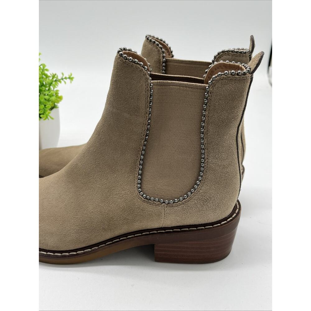 Coach Bowery Bead Suede Chelsea Ankle Boots Beige Tan Size 6B - Picture 6 of 12